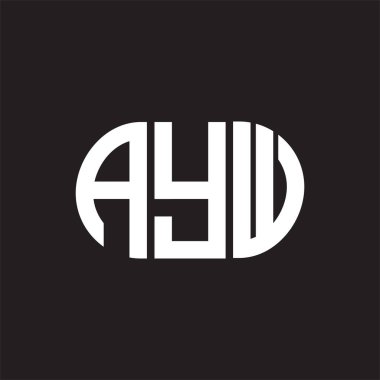 Siyah arka planda AYW harf logosu tasarımı. AYW 