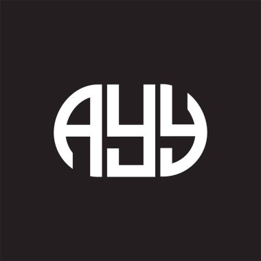 Siyah arka planda AYY harf logosu tasarımı. AYY 
