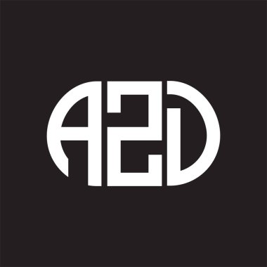 Siyah arkaplanda AZD harf logosu tasarımı. AZD 