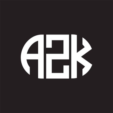 Siyah arkaplanda AZK harf logosu tasarımı. AZK 