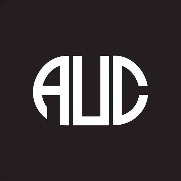 Siyah arka planda AUC harf logosu tasarımı. AUC 