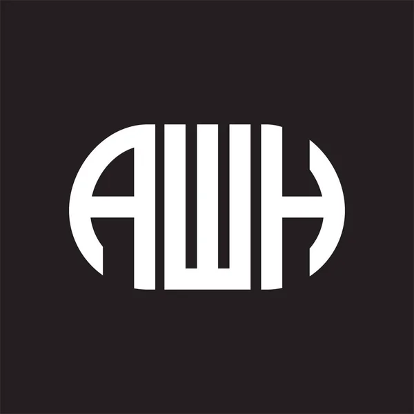 黑色背景上的Awh字母标识设计 Awh — 图库矢量图片