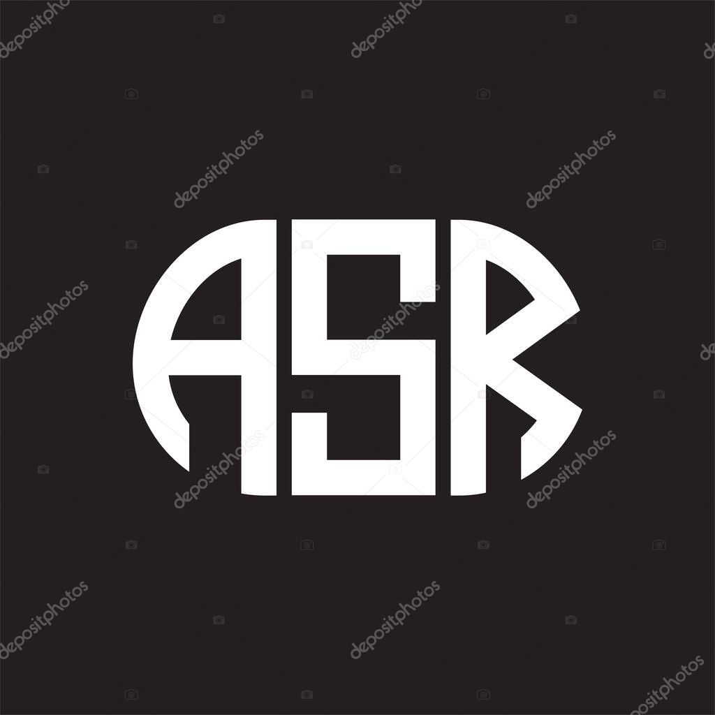 ASR letter logo design on black background. ASR 