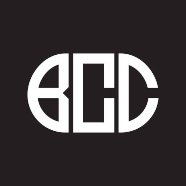 Siyah arka planda BCC harf logosu tasarımı. BCC 