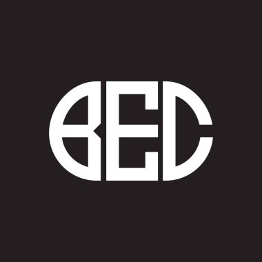 Siyah arka planda BEC harf logosu tasarımı. BEC 