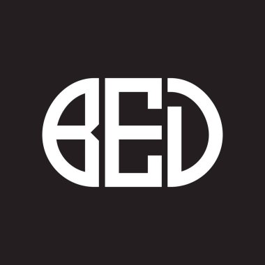 Siyah arkaplanda BED harf logosu tasarımı. Yatak. 