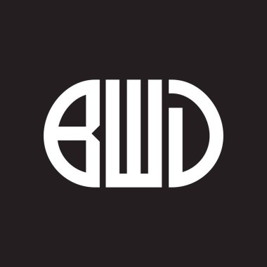 Siyah arka planda BWD harf logosu tasarımı. BWD 