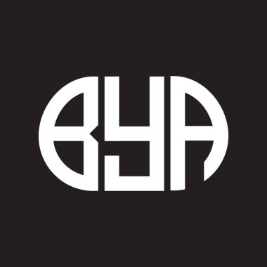 Siyah arka planda BYA harf logosu tasarımı. Hoşça kal. 