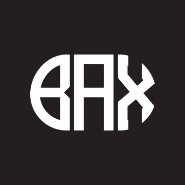 Siyah arka planda BAX harf logosu tasarımı. BAX 