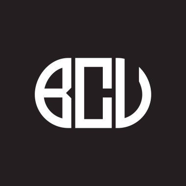 Siyah arka planda BCU harf logosu tasarımı. BCU 