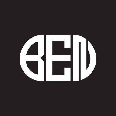 Siyah arkaplanda BEN harfi logo tasarımı. BEN 