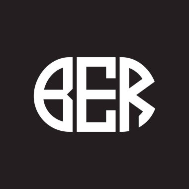 Siyah arka planda BER harfi logo tasarımı. BİR 