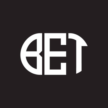 Siyah arka planda BET harfi logosu tasarımı. BET 