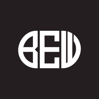 Siyah arka planda BEW harf logosu tasarımı. BEW 