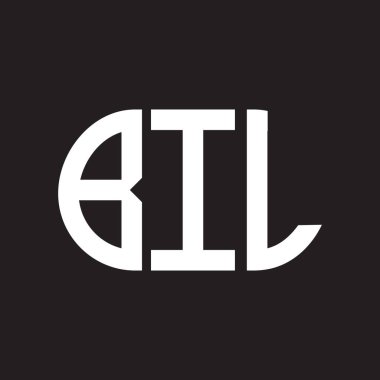 Siyah arka planda BIL harf logosu tasarımı. BIL 