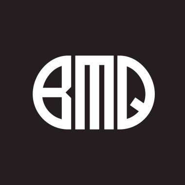 Siyah arka planda BMQ harf logosu tasarımı. BMQ 