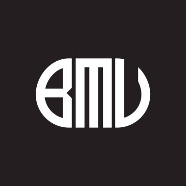 Siyah arka planda BMU harf logosu tasarımı. BMU 