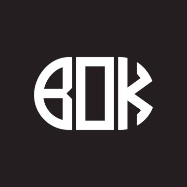 Siyah arka planda BOK harf logosu tasarımı. Tamam. 