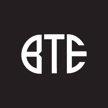 Siyah arkaplanda BTE harfi logo tasarımı. BTE 