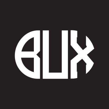 Siyah arkaplandaki BUX harf logosu tasarımı. BUX 