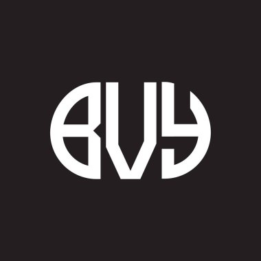 Siyah arka planda BVY harf logosu tasarımı. BVY 