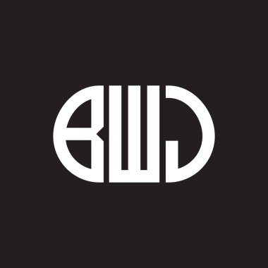 Siyah arka planda BWJ harf logosu tasarımı. BWJ 