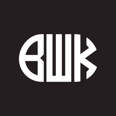 Siyah arka planda BWK harf logosu tasarımı. BWK 