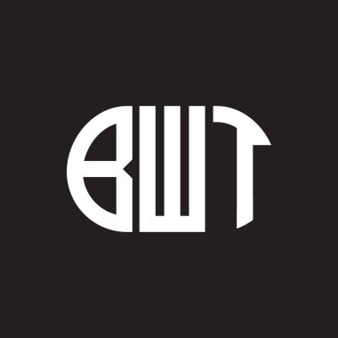 Siyah arka planda BWT harf logosu tasarımı. BWT 