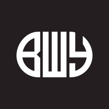 Siyah arka planda BWY harf logosu tasarımı. Üfle. 