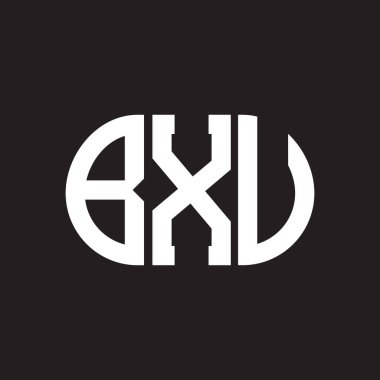 Siyah arka planda BXU harf logosu tasarımı. BXU 