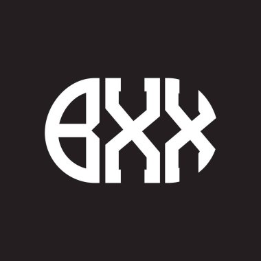 Siyah arkaplanda BXX harf logosu tasarımı. BXX 