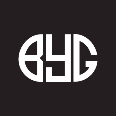 Siyah arka planda BYG harf logosu tasarımı. Hoşça kal. 
