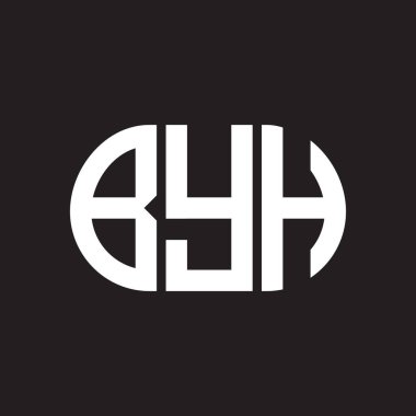 Siyah arka planda BYH harf logosu tasarımı. Hoşça kal. 