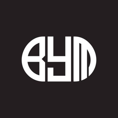 Siyah arka planda BYM harf logosu tasarımı. Hoşça kal. 