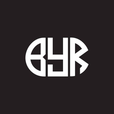 Siyah arka planda BYR harf logosu tasarımı. Hoşça kal. 