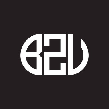 Siyah arka planda BZU harf logosu tasarımı. BZU 