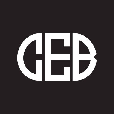 CEB harfi logo tasarımı siyah arkaplan üzerine. CEB yaratıcı harflerin baş harfleri logo konsepti. CEB harf tasarımı.