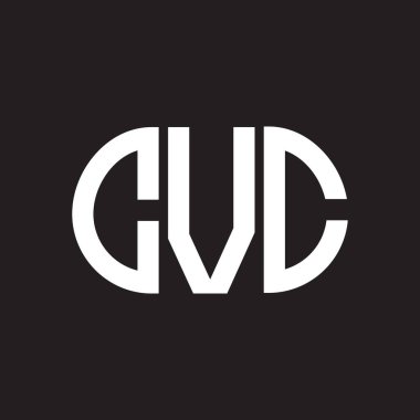 Siyah arka planda CVC harf logosu tasarımı. CVC yaratıcı harflerin baş harfleri logo kavramı. CVC harf tasarımı.