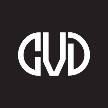 Siyah arka planda CVD harf logosu tasarımı. CVD yaratıcı harflerin baş harfleri logo kavramı. CVD harf tasarımı.