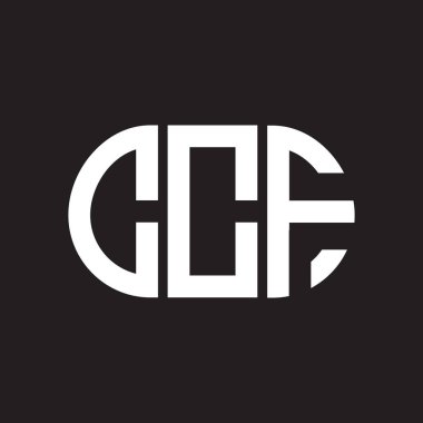 Siyah arka planda CCF harf logosu tasarımı. CCF yaratıcı harf logosu konsepti. CCF harf tasarımı.