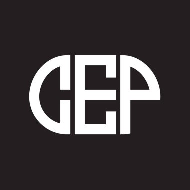 CEP harfi logo tasarımı siyah arkaplan üzerine. CEP yaratıcı harflerin baş harfleri logo kavramı. CEP harf tasarımı.