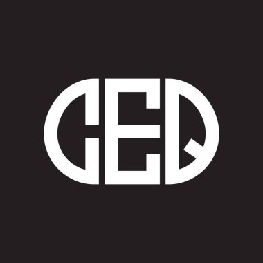 Siyahi arkaplan üzerine CEQ harfi logo tasarımı. CEQ yaratıcı harflerin baş harfleri logo konsepti. CEQ harf tasarımı.