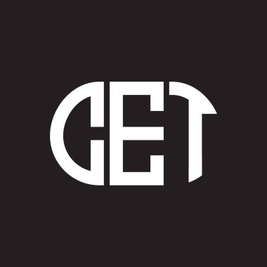 Siyah arkaplan üzerinde CET harfi logosu tasarımı. CET yaratıcı harflerin baş harfleri logo konsepti. CET harf tasarımı.