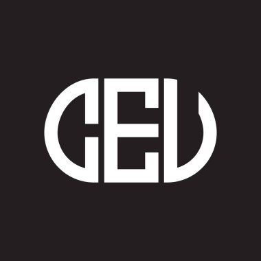 Siyah arkaplan üzerine CEU harf logosu tasarımı. CEU yaratıcı harflerin baş harfleri logo kavramı. CEU harf tasarımı.