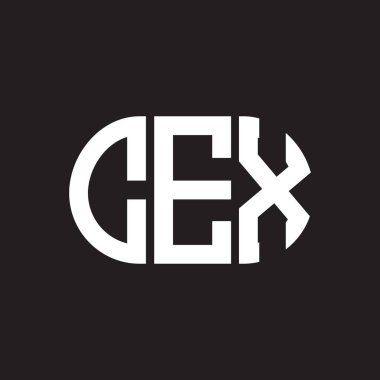Siyah arkaplanda CEX harf logosu tasarımı. CEX yaratıcı harflerin baş harfleri logo kavramı. CEX harf tasarımı.