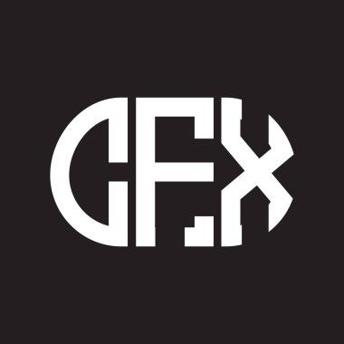 Siyah arkaplanda CFX harf logosu tasarımı. CFX yaratıcı harflerin baş harfleri logo kavramı. CFX harf tasarımı.