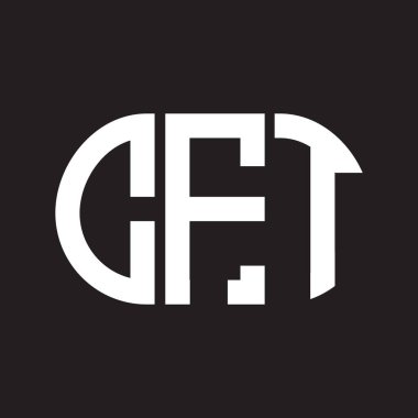 Siyah arkaplanda CFT harf logosu tasarımı. CFT yaratıcı harflerin baş harfleri logo kavramı. CFT harf tasarımı.