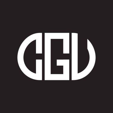 Siyah arka planda CGU harf logosu tasarımı. CGU yaratıcı harf logosu konsepti. İşlemci harf tasarımı.