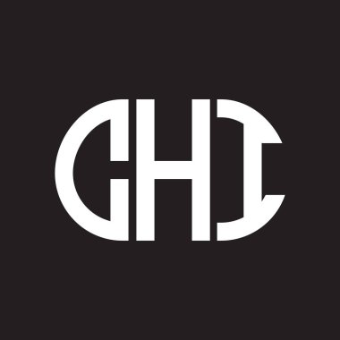 Siyah arka planda CHI harf logosu tasarımı. CHI yaratıcı harf logosu konsepti. CHI harf tasarımı.