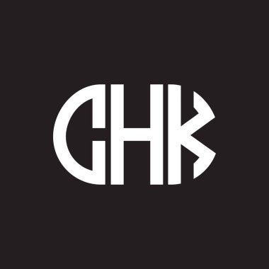 Siyah arka planda CHK harf logosu tasarımı. CHK yaratıcı harflerin baş harfleri logo kavramı. CHK mektup tasarımı.